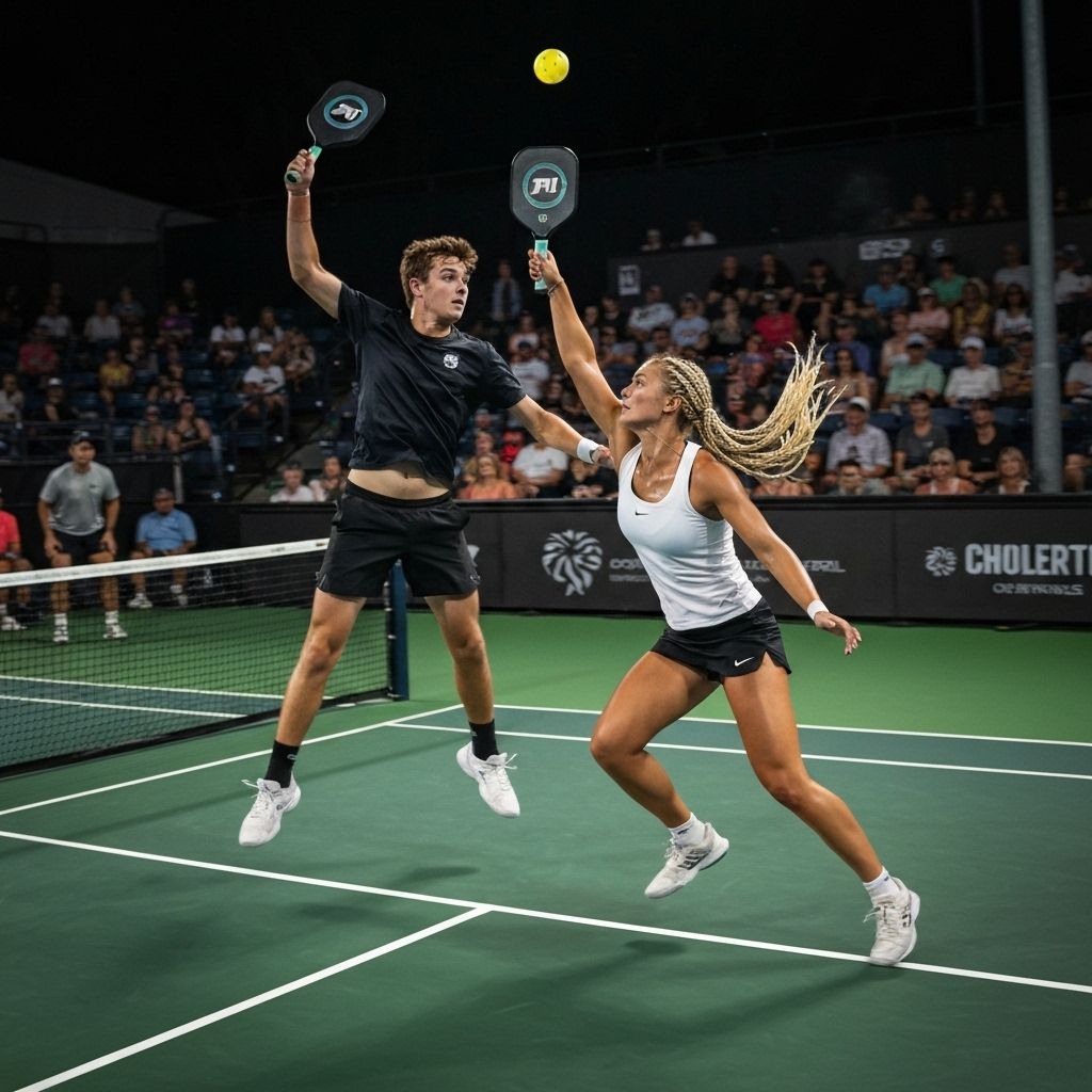 Pickleball players in action