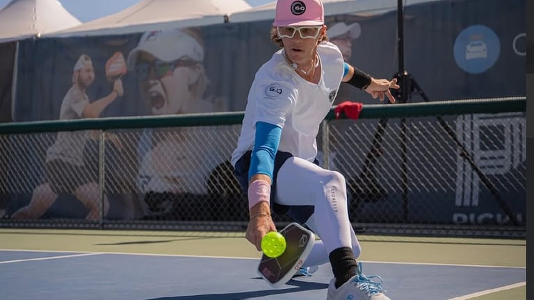 Professional pickleball player in action